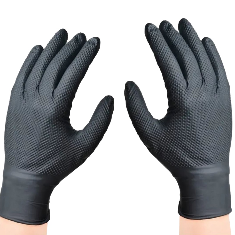 Black nitrile gloves - thick size L